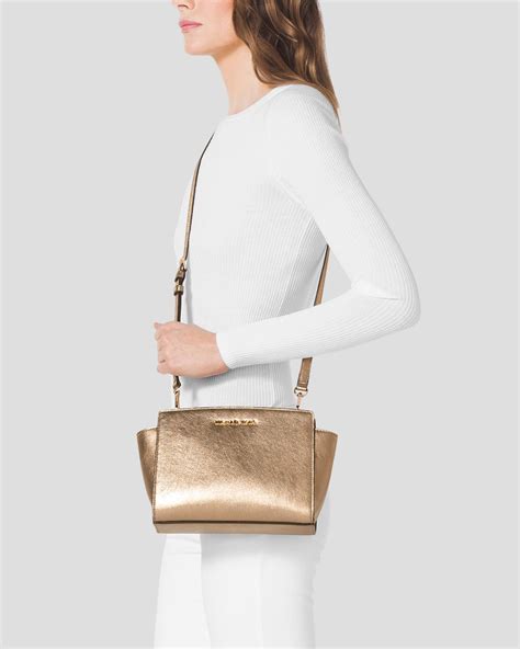 michael kors selma crossbody|Selma Medium Metallic Leather Crossbody .